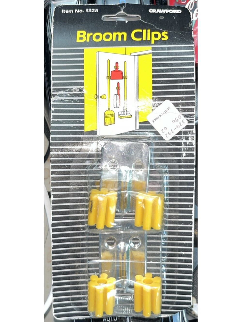 Crawford Broom Clips #SS28 Package of 2 Grey Rollers Screws included NEW